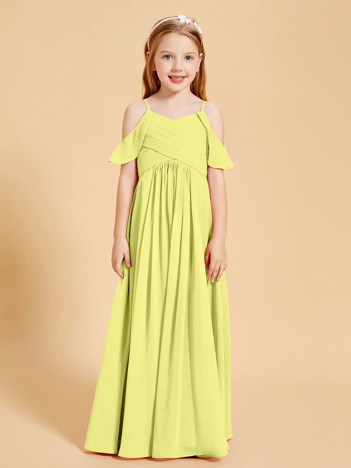 Off-the-Shoulder Bridesmaid Gown for Juniors Daffodil